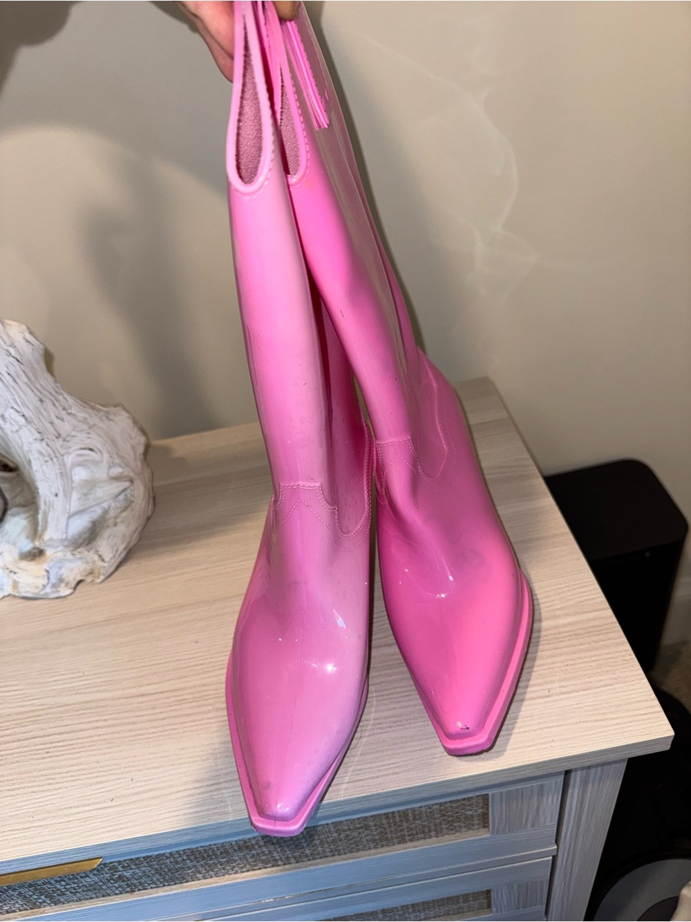 Bright Pink Women's Western Cowboy Boots Rainboots size 8 - Picture 4 of 6